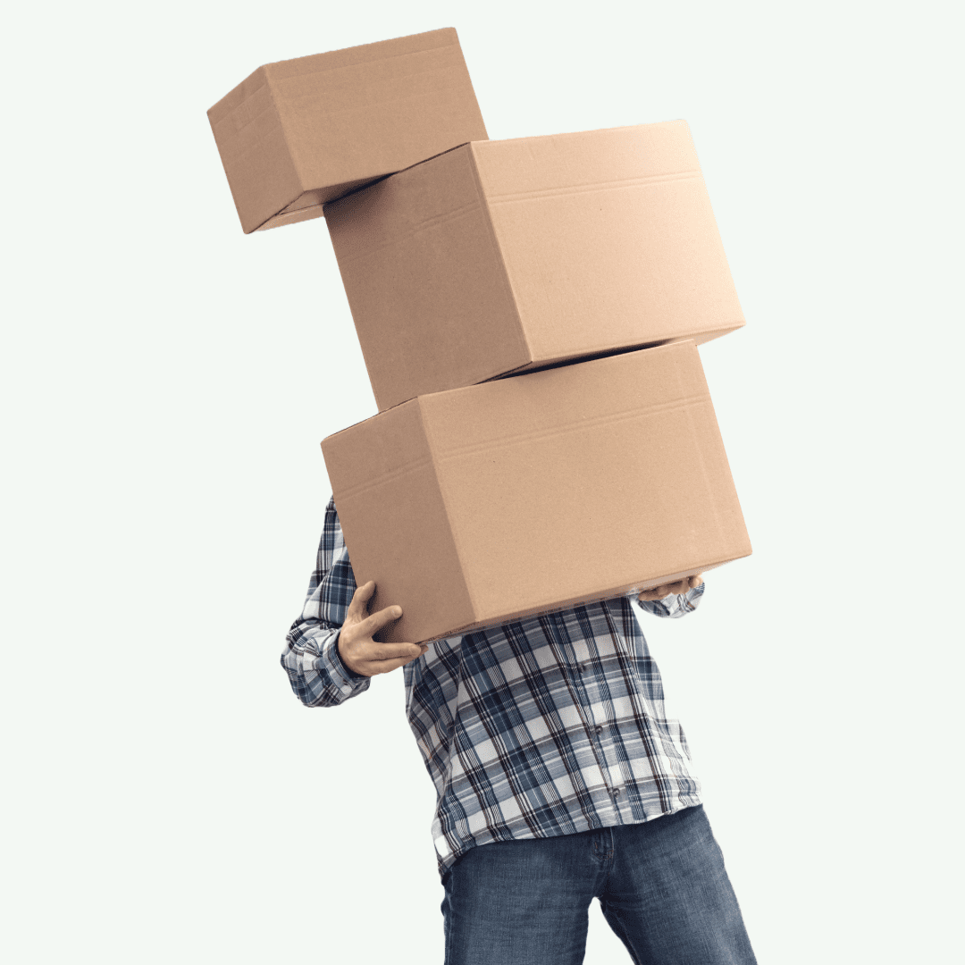 A man carrying moving boxes to illustrate the moving of a website with SiteShift